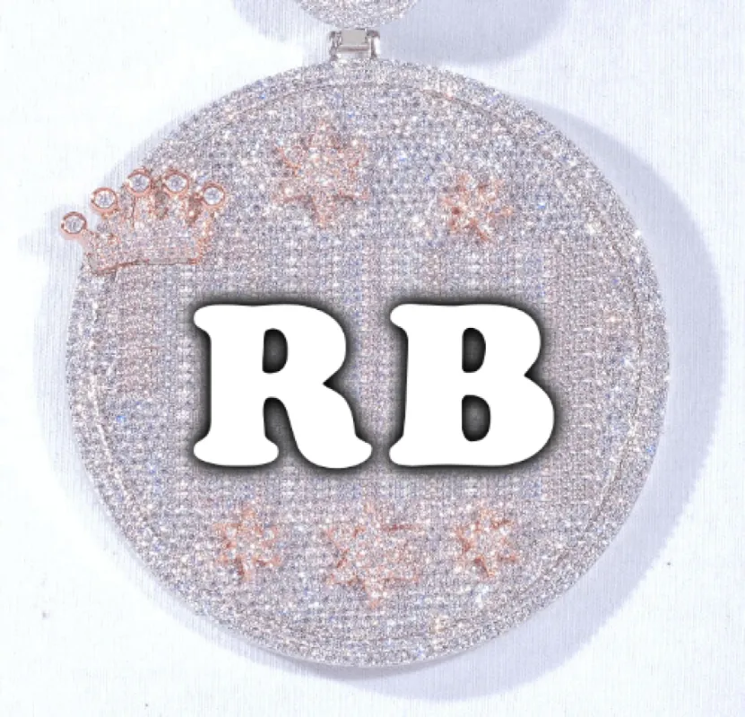 CUSTOM LETTER NECKLACE 3D BIG CROWN DISC sold by The GUU Shop