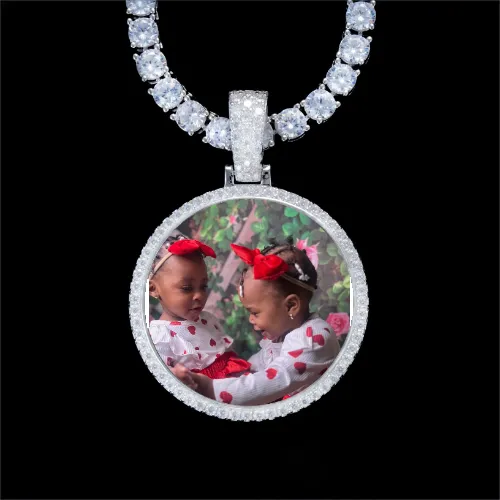 925S & VVS Moissanite 3D Circle Custom Picture Pendant sold by The GUU Shop