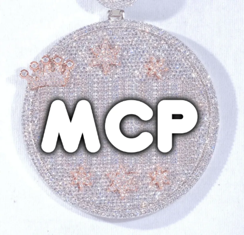 CUSTOM LETTER NECKLACE 3D BIG CROWN DISC sold by The GUU Shop