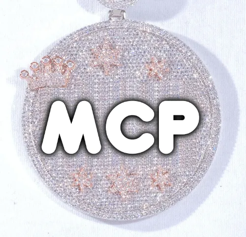 CUSTOM LETTER NECKLACE 3D BIG CROWN DISC sold by The GUU Shop