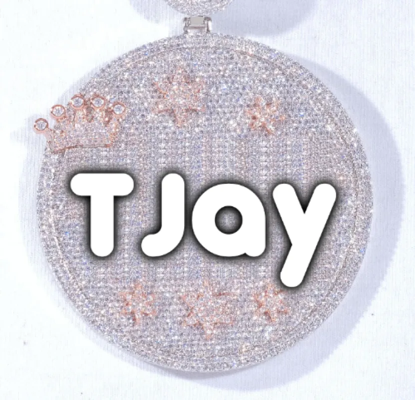 CUSTOM LETTER NECKLACE 3D BIG CROWN DISC sold by The GUU Shop