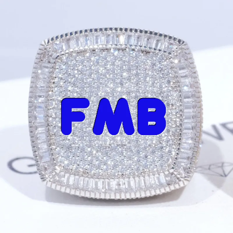 CUSTOM LETTER 3D ICED RING sold by The GUU Shop