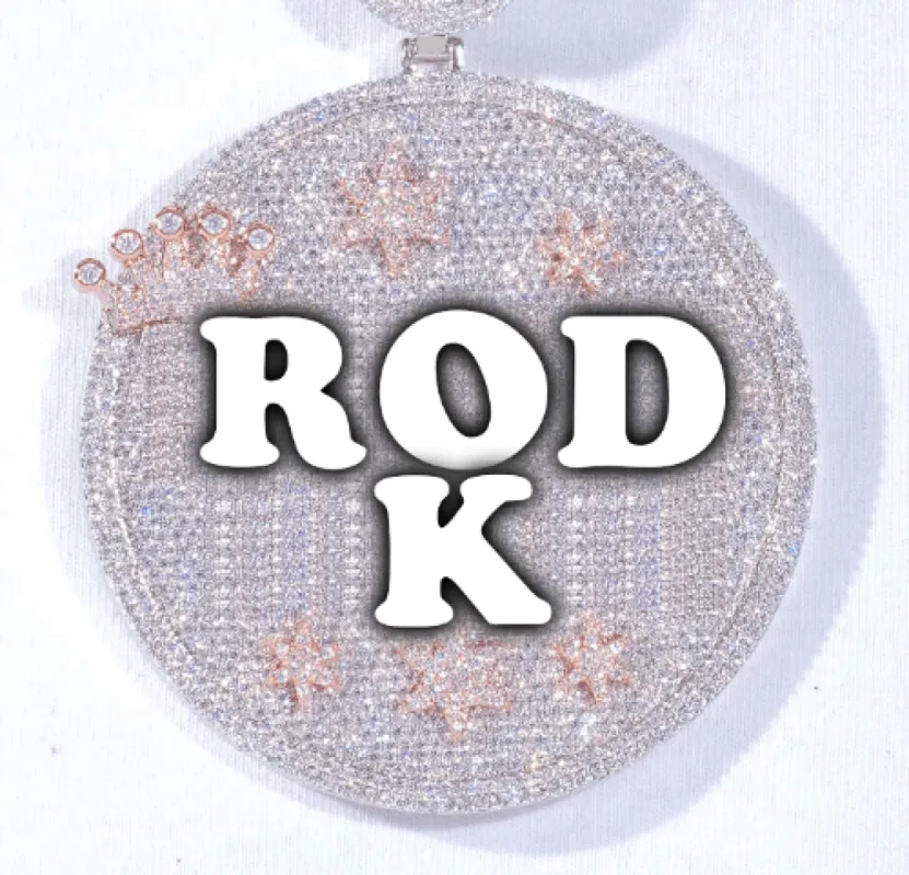 CUSTOM LETTER NECKLACE 3D BIG CROWN DISC sold by The GUU Shop
