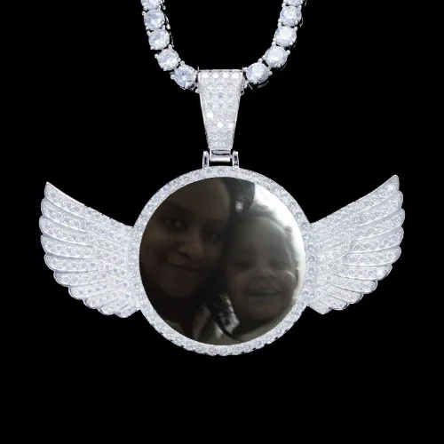 925S & VVS Moissanite 3D Wing Custom Picture Pendant sold by The GUU Shop