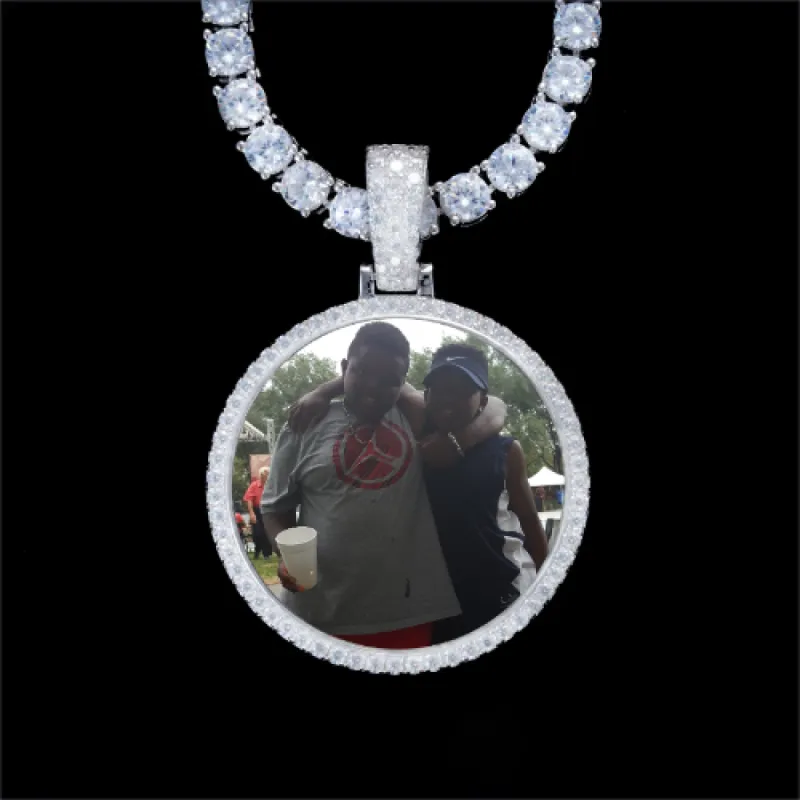 925S & VVS Moissanite 3D Circle Custom Picture Pendant sold by The GUU Shop