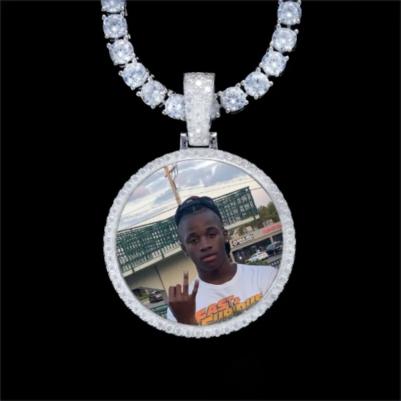 925S & VVS Moissanite 3D Circle Custom Picture Pendant sold by The GUU Shop