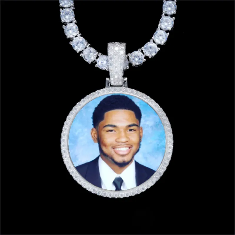 925S & VVS Moissanite 3D Circle Custom Picture Pendant sold by The GUU Shop