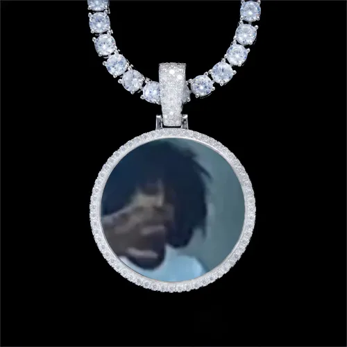 925S & VVS Moissanite 3D Circle Custom Picture Pendant sold by The GUU Shop