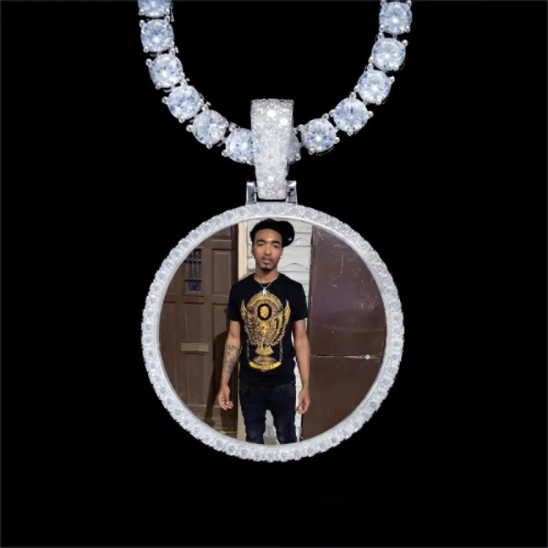 925S & VVS Moissanite 3D Circle Custom Picture Pendant sold by The GUU Shop