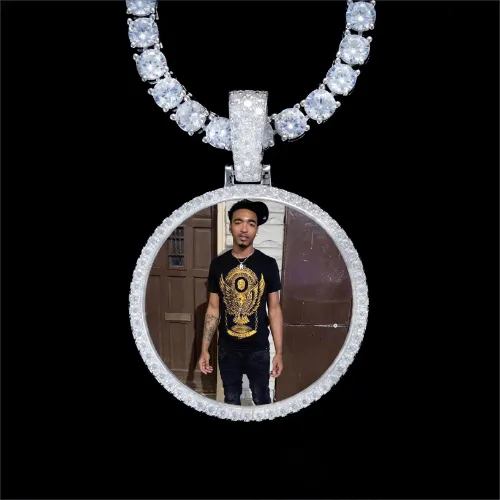925S & VVS Moissanite 3D Circle Custom Picture Pendant sold by The GUU Shop
