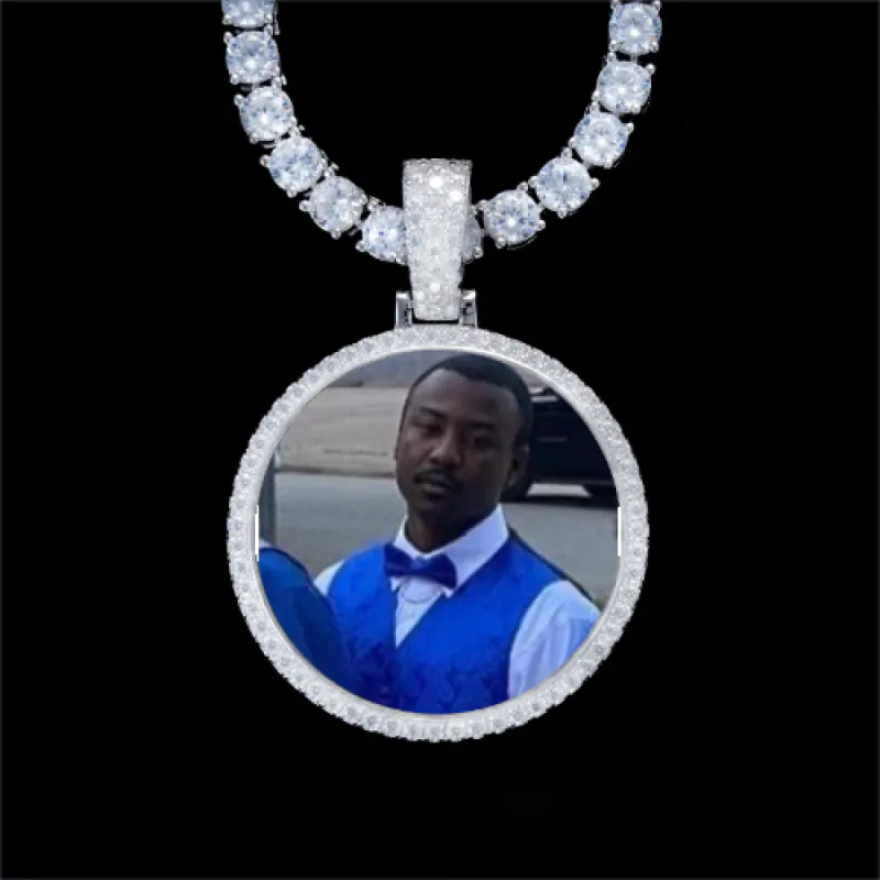 925S & VVS Moissanite 3D Circle Custom Picture Pendant sold by The GUU Shop
