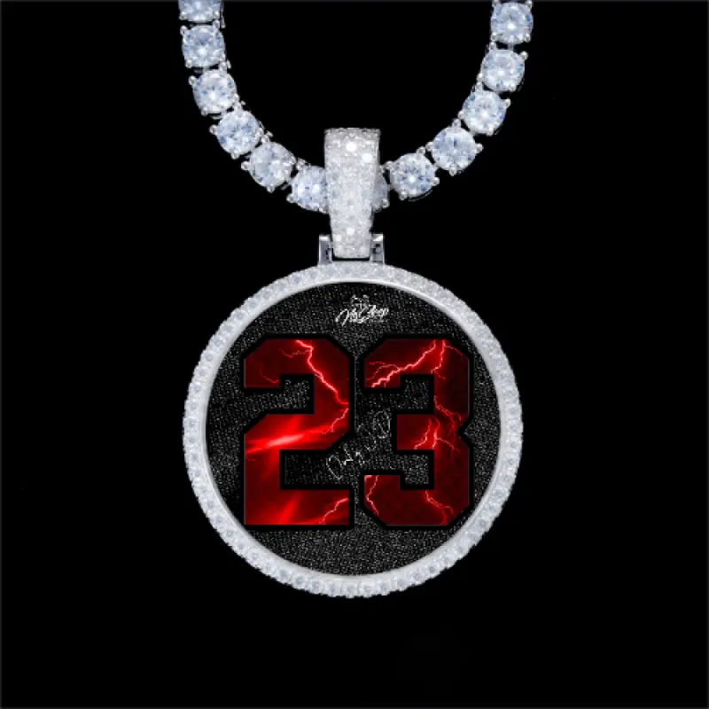 925S & VVS Moissanite 3D Circle Custom Picture Pendant made by The GUU Shop