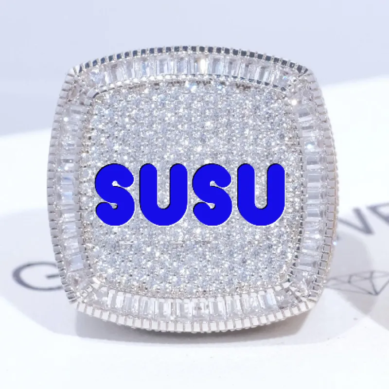 CUSTOM LETTER 3D ICED RING sold by The GUU Shop