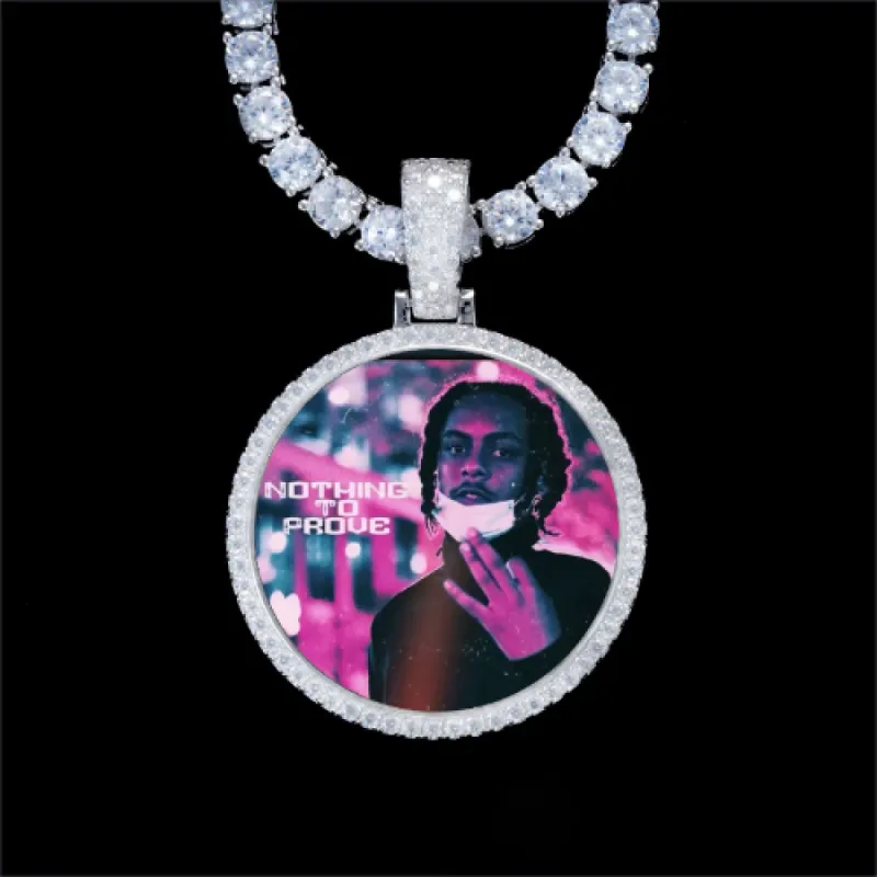 925S & VVS Moissanite 3D Circle Custom Picture Pendant sold by The GUU Shop