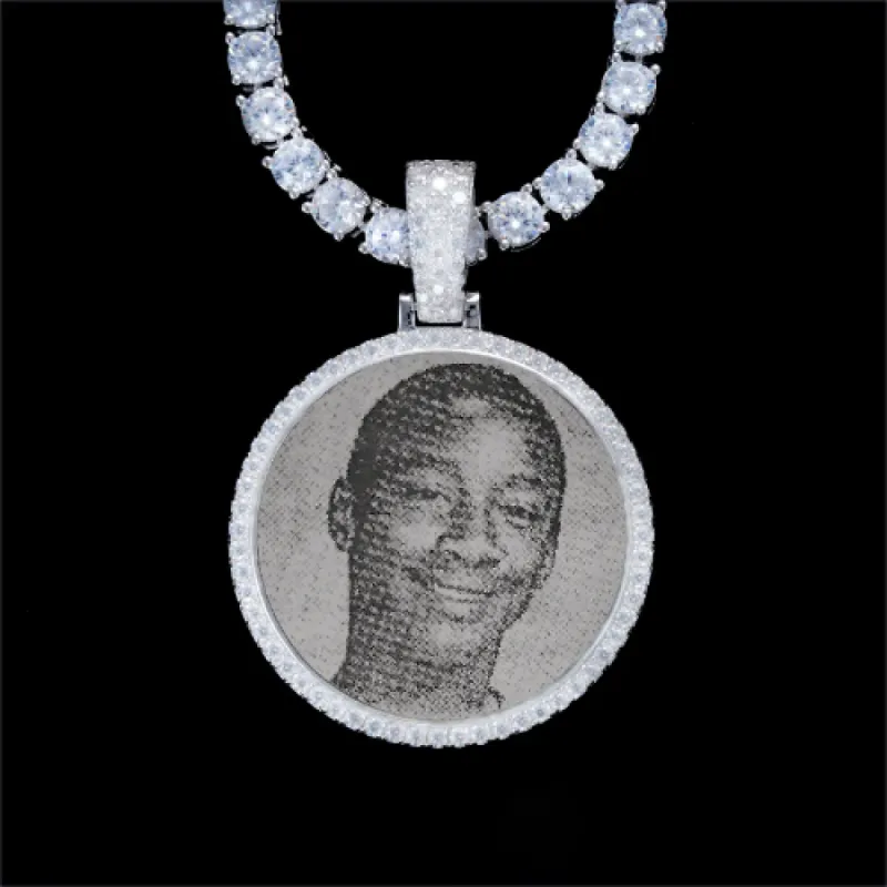 925S & VVS Moissanite 3D Circle Custom Picture Pendant sold by The GUU Shop