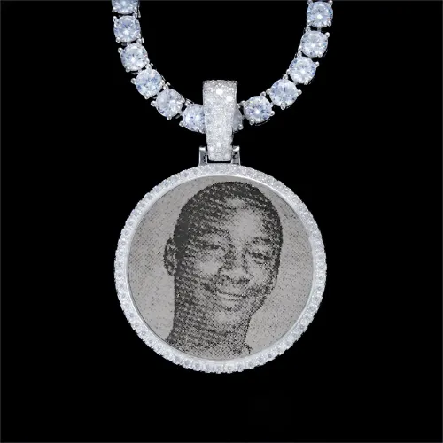 925S & VVS Moissanite 3D Circle Custom Picture Pendant sold by The GUU Shop