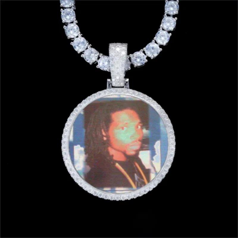 925S & VVS Moissanite 3D Circle Custom Picture Pendant sold by The GUU Shop
