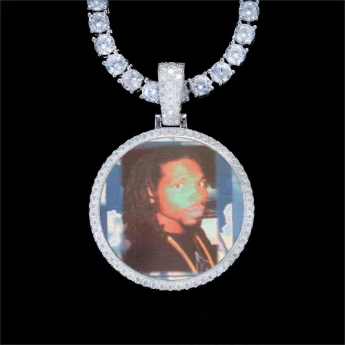 925S & VVS Moissanite 3D Circle Custom Picture Pendant sold by The GUU Shop