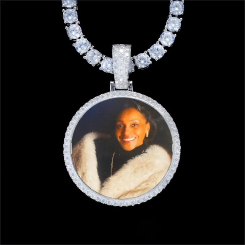 925S & VVS Moissanite 3D Circle Custom Picture Pendant sold by The GUU Shop