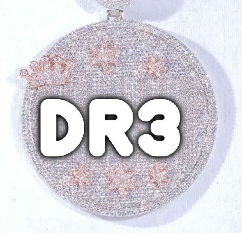 CUSTOM LETTER NECKLACE 3D BIG CROWN DISC sold by The GUU Shop