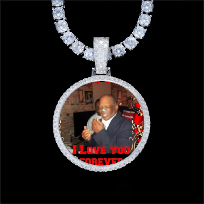 925S & VVS Moissanite 3D Circle Custom Picture Pendant sold by The GUU Shop