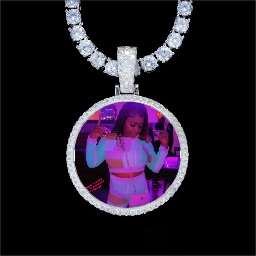 925S & VVS Moissanite 3D Circle Custom Picture Pendant sold by The GUU Shop