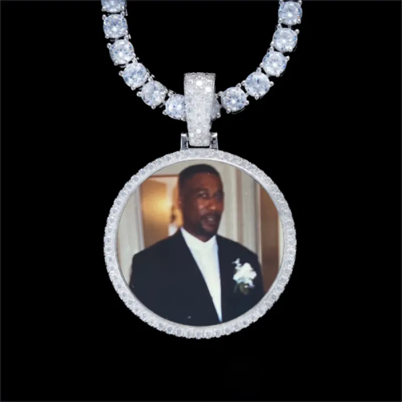 925S & VVS Moissanite 3D Circle Custom Picture Pendant sold by The GUU Shop