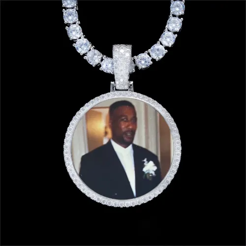 925S & VVS Moissanite 3D Circle Custom Picture Pendant sold by The GUU Shop