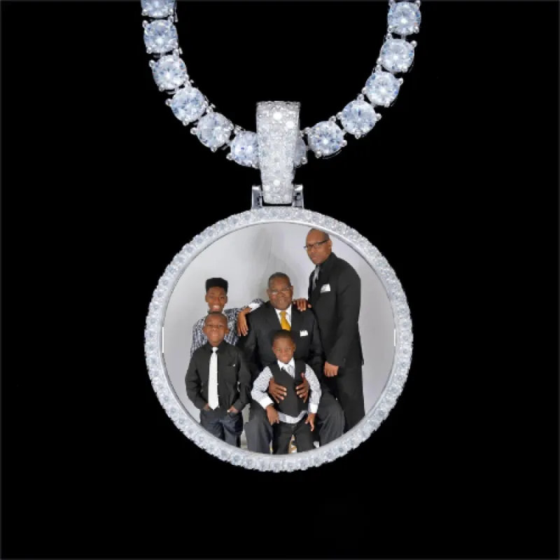925S & VVS Moissanite 3D Circle Custom Picture Pendant sold by The GUU Shop