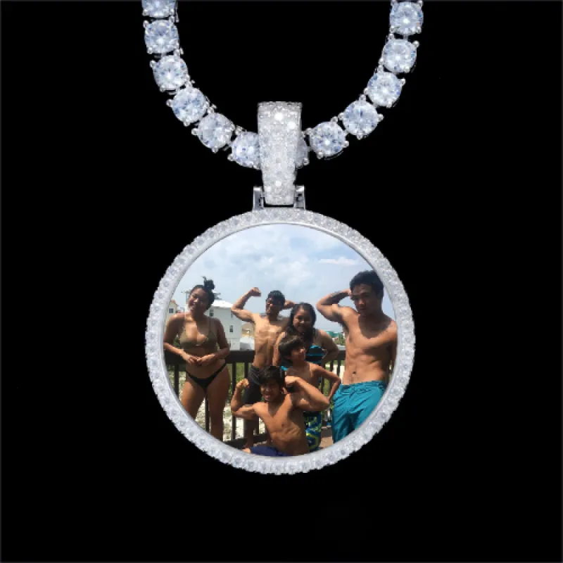 925S & VVS Moissanite 3D Circle Custom Picture Pendant sold by The GUU Shop
