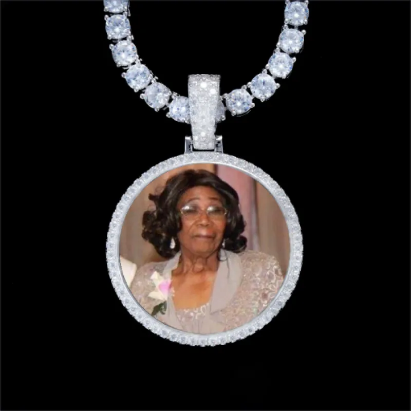925S & VVS Moissanite 3D Circle Custom Picture Pendant sold by The GUU Shop