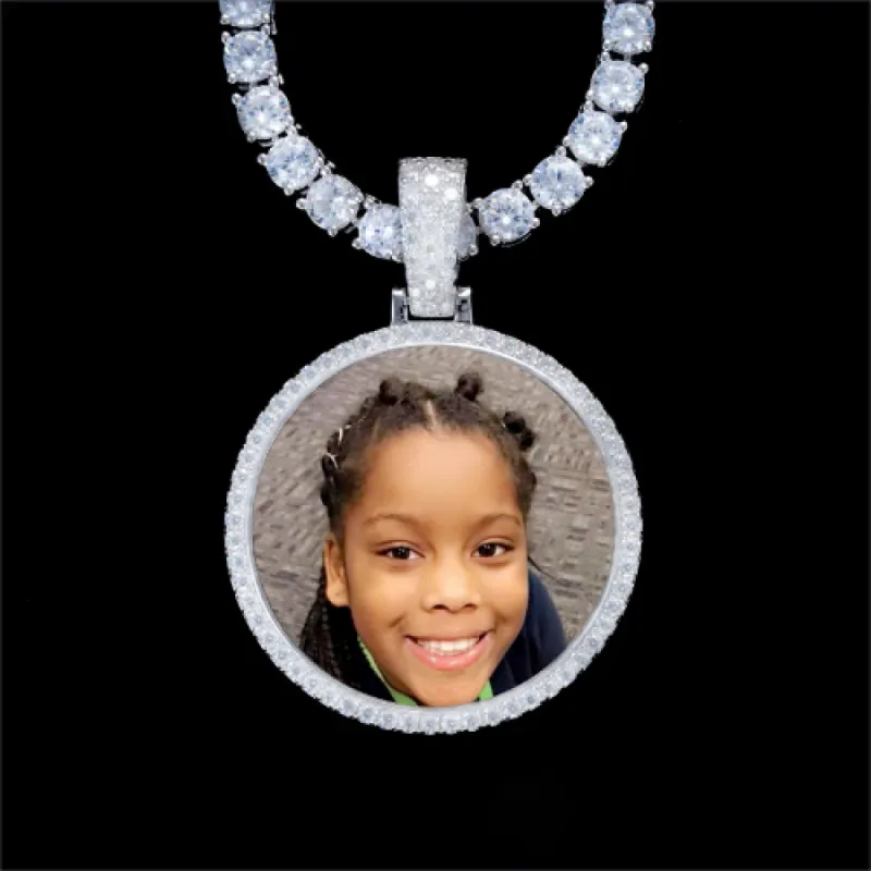 925S & VVS Moissanite 3D Circle Custom Picture Pendant sold by The GUU Shop