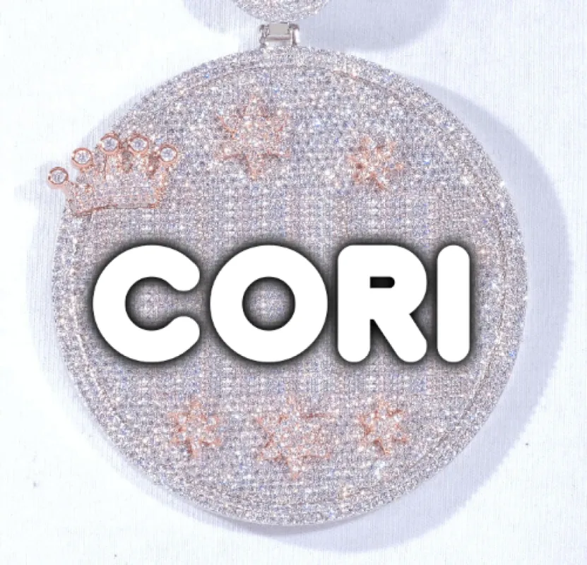 CUSTOM LETTER NECKLACE 3D BIG CROWN DISC made by The GUU Shop