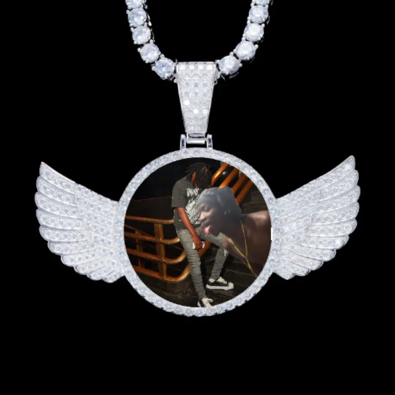 925S & VVS Moissanite 3D Wing Custom Picture Pendant sold by The GUU Shop