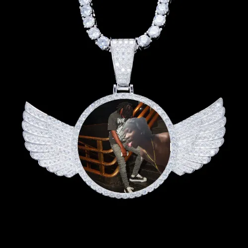 925S & VVS Moissanite 3D Wing Custom Picture Pendant sold by The GUU Shop