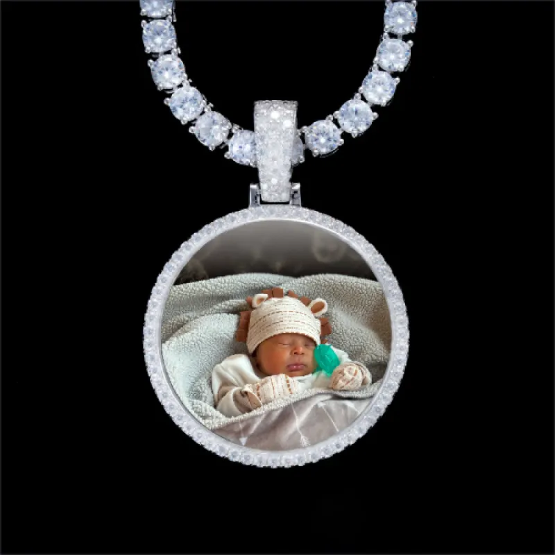 925S & VVS Moissanite 3D Circle Custom Picture Pendant sold by The GUU Shop