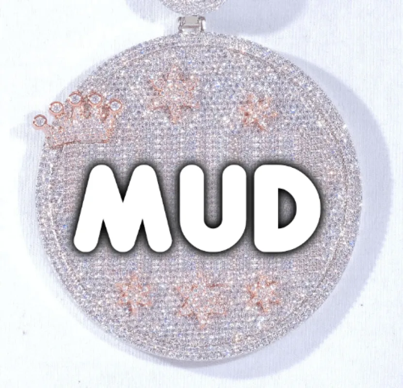 CUSTOM LETTER NECKLACE 3D BIG CROWN DISC sold by The GUU Shop