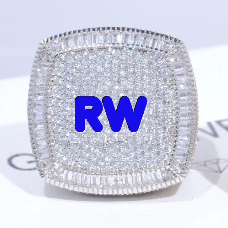 CUSTOM LETTER 3D ICED RING sold by The GUU Shop