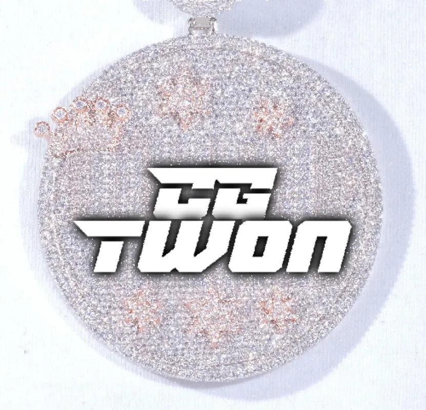 CUSTOM LETTER NECKLACE 3D BIG CROWN DISC sold by The GUU Shop