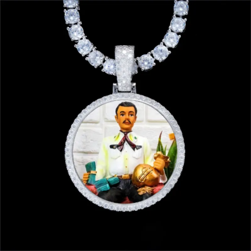 925S & VVS Moissanite 3D Circle Custom Picture Pendant sold by The GUU Shop