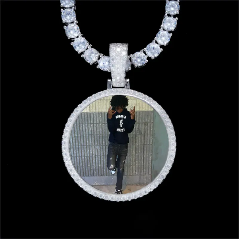 925S & VVS Moissanite 3D Circle Custom Picture Pendant sold by The GUU Shop