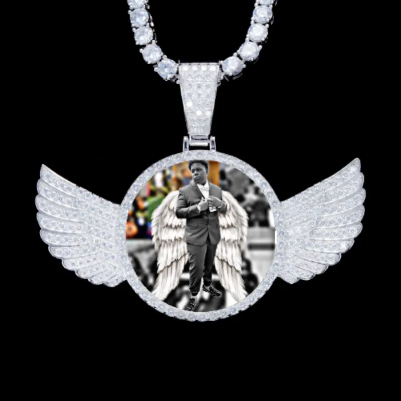 925S & VVS Moissanite 3D Wing Custom Picture Pendant sold by The GUU Shop