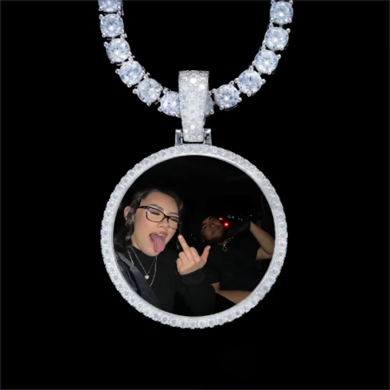 925S & VVS Moissanite 3D Circle Custom Picture Pendant sold by The GUU Shop