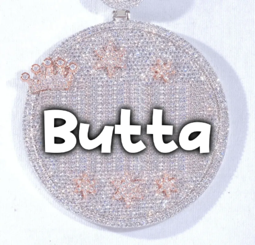 CUSTOM LETTER NECKLACE 3D BIG CROWN DISC sold by The GUU Shop