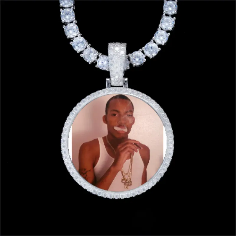 925S & VVS Moissanite 3D Circle Custom Picture Pendant sold by The GUU Shop