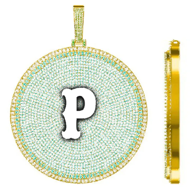 CUSTOM LETTER NECKLACE 3D BIG DISC sold by The GUU Shop