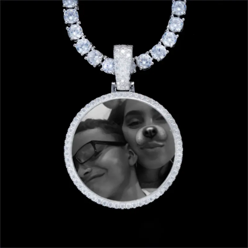 925S & VVS Moissanite 3D Circle Custom Picture Pendant sold by The GUU Shop
