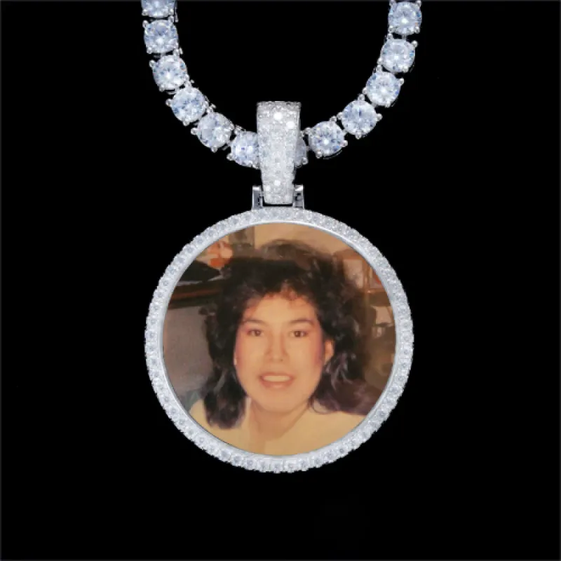 925S & VVS Moissanite 3D Circle Custom Picture Pendant sold by The GUU Shop