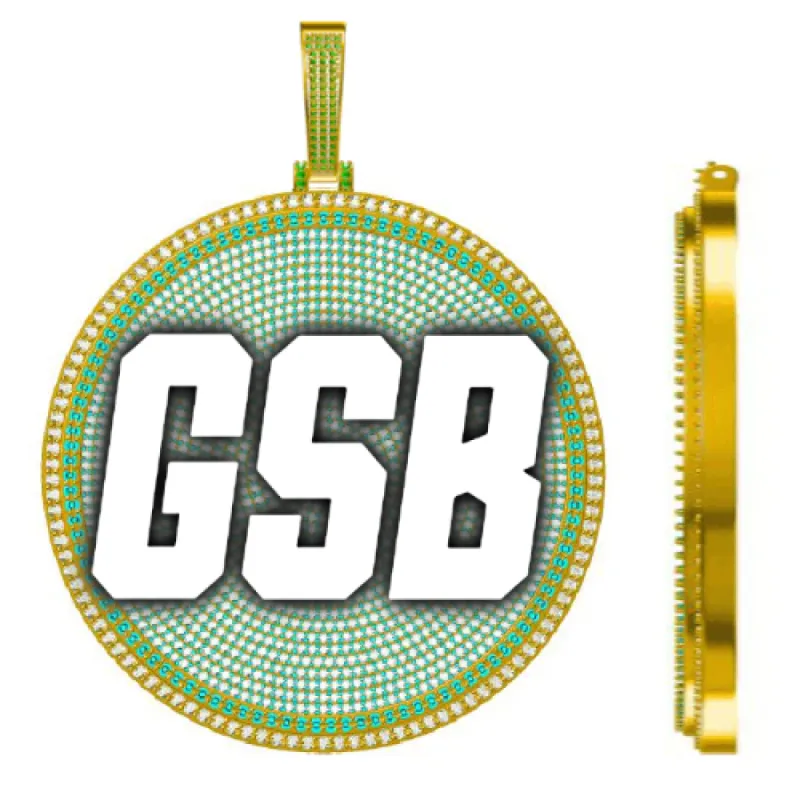 CUSTOM LETTER NECKLACE 3D BIG DISC sold by The GUU Shop