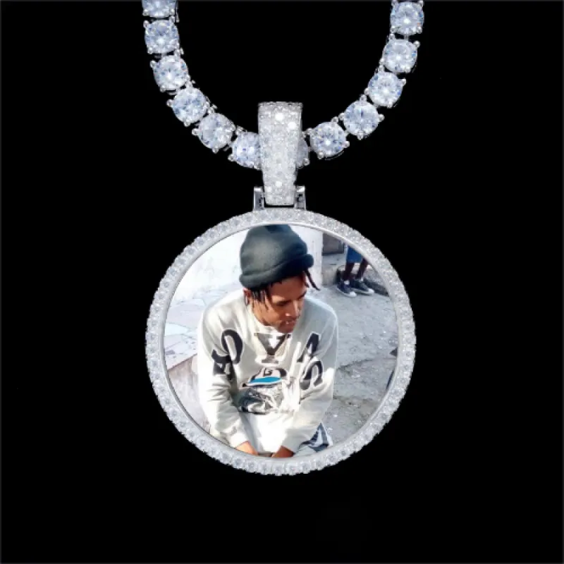 925S & VVS Moissanite 3D Circle Custom Picture Pendant sold by The GUU Shop